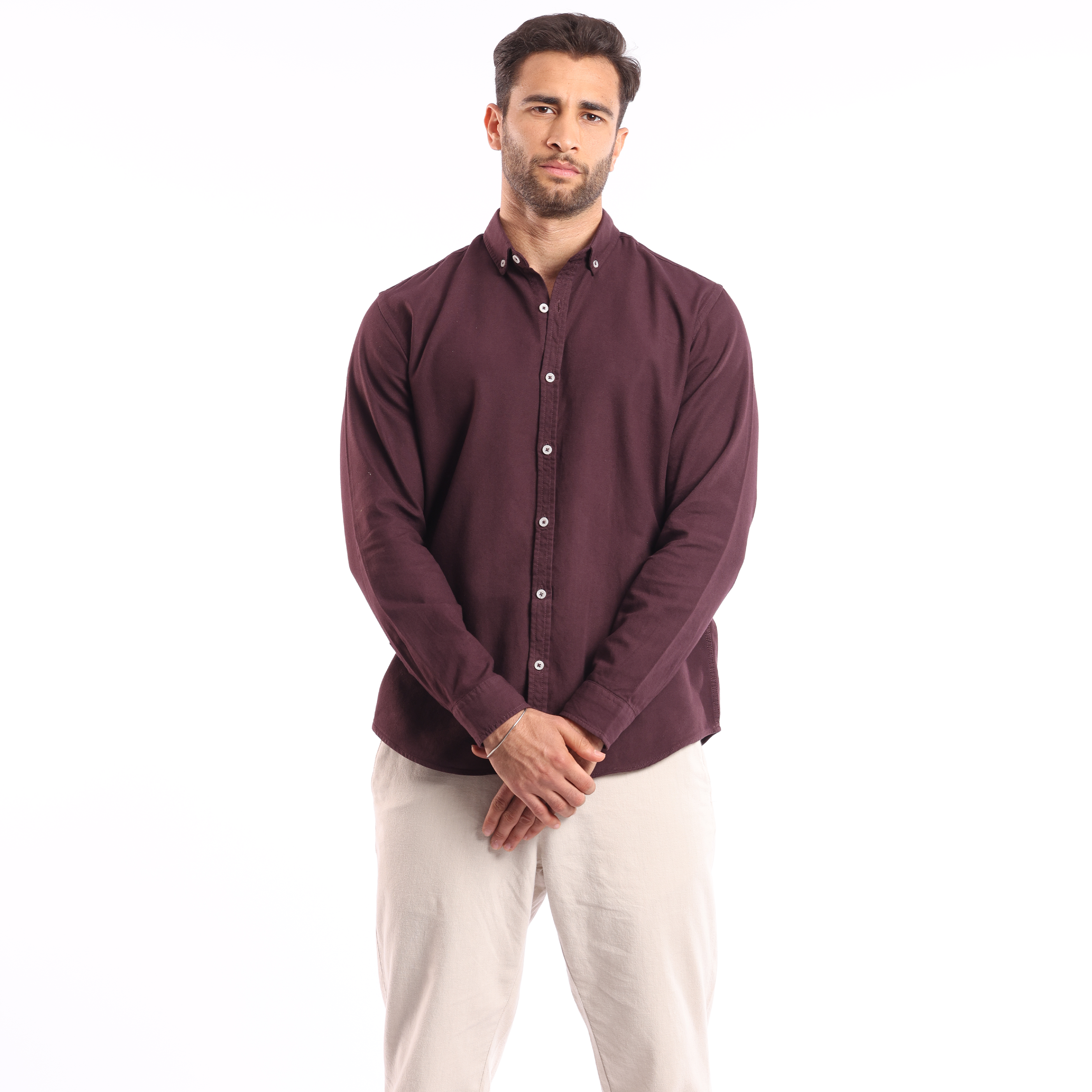 Burgandi Oxford Strip Shirt - MSH776 - nagahomme