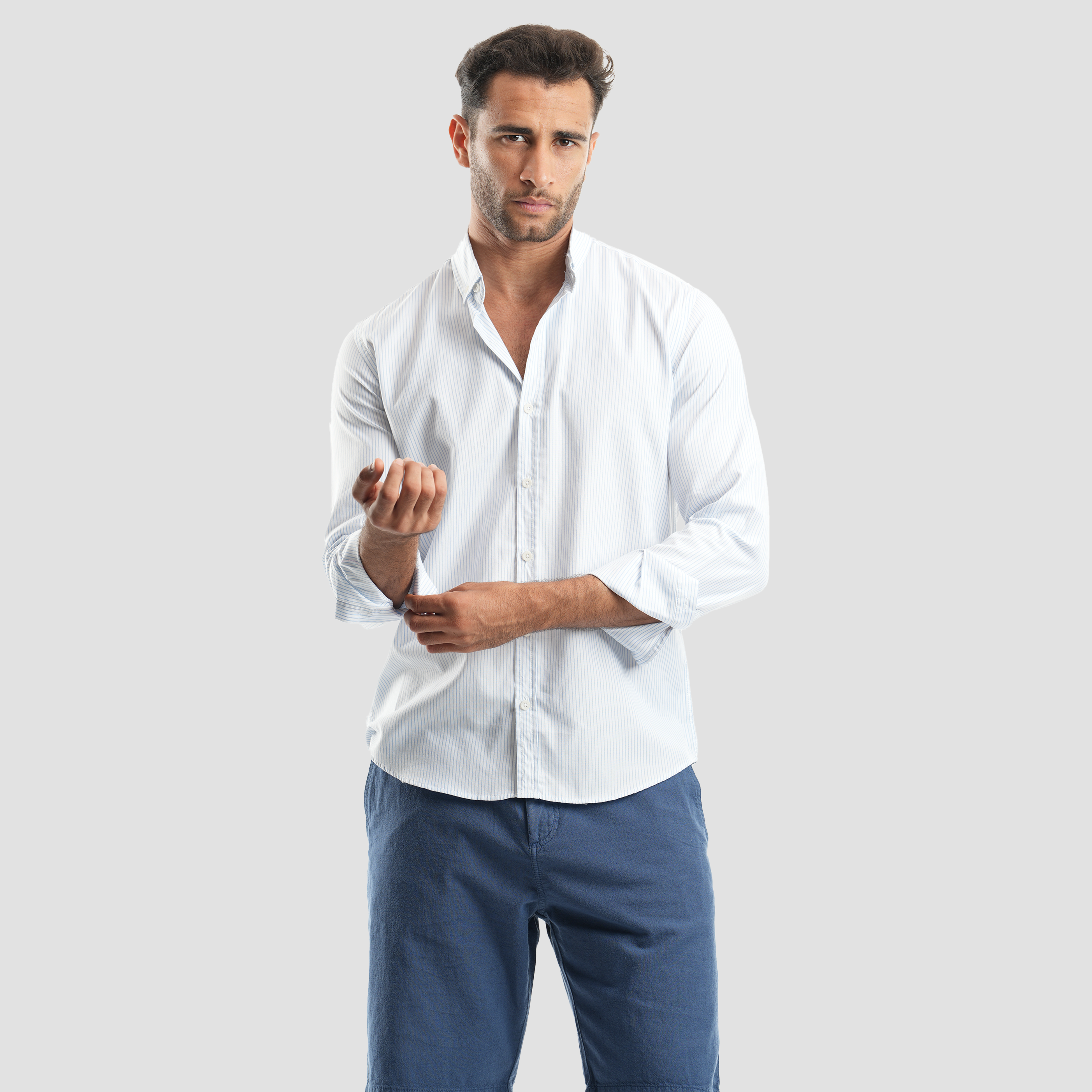 white*blue modern shirt (MSH984) - Naga Homme