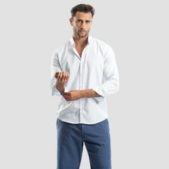 white*blue modern shirt (MSH984) - Naga Homme
