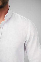 White Linen Shirt(597) - Naga Homme