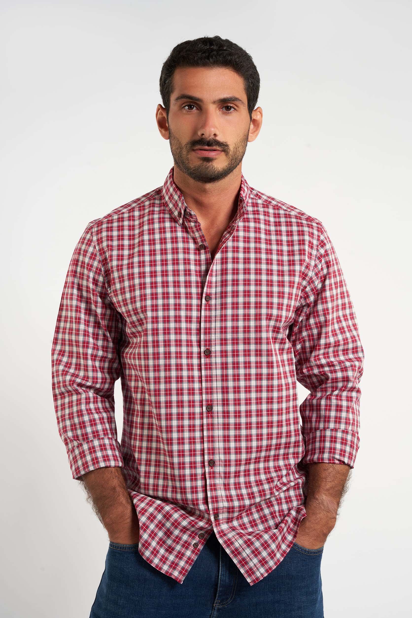Red Checks Casual Cotton Shirt(539) - nagahomme