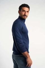 Navy Blue Rounded-Neck Pullover(10) - nagahomme