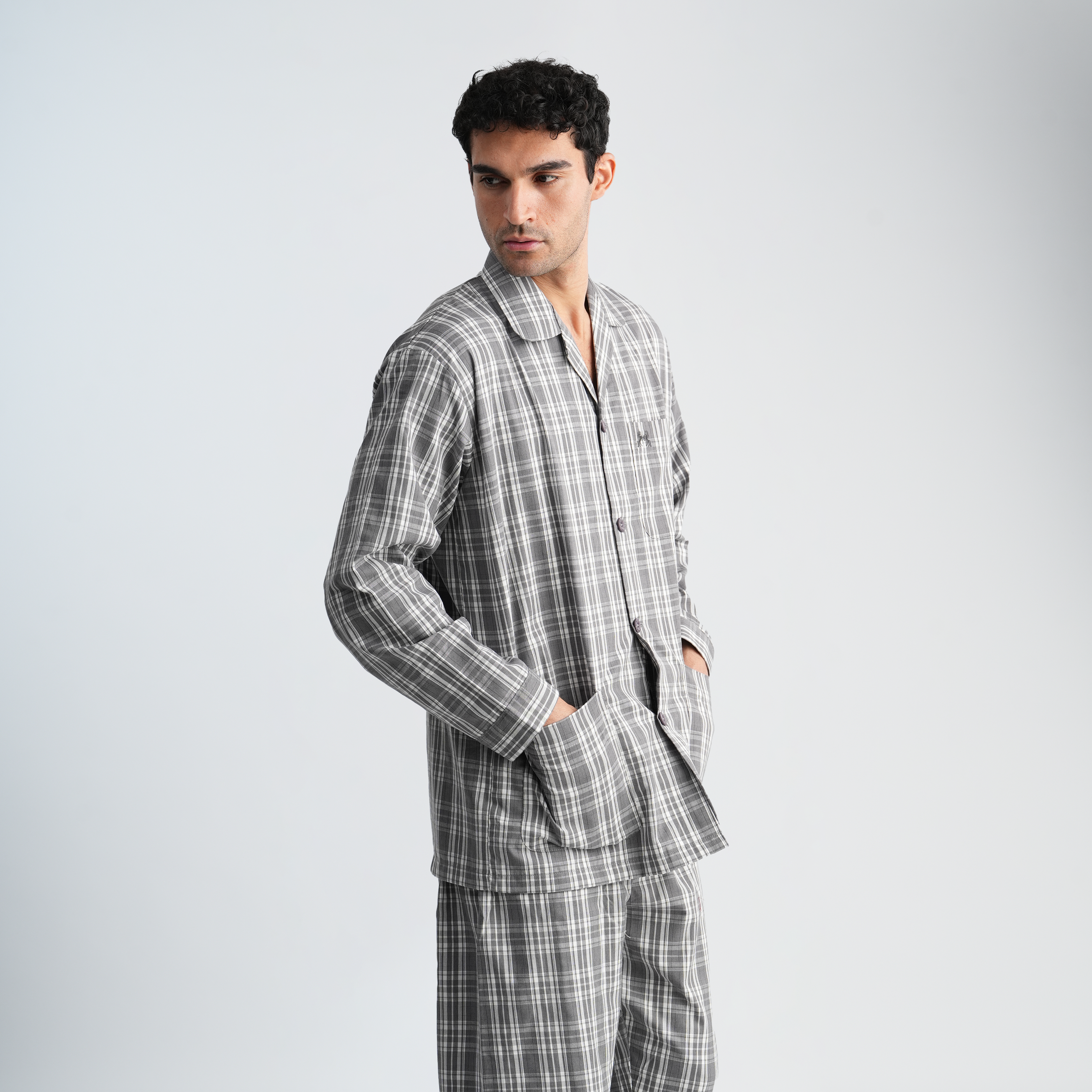 Men's Grey Classic Pajama Set-MPJLC151