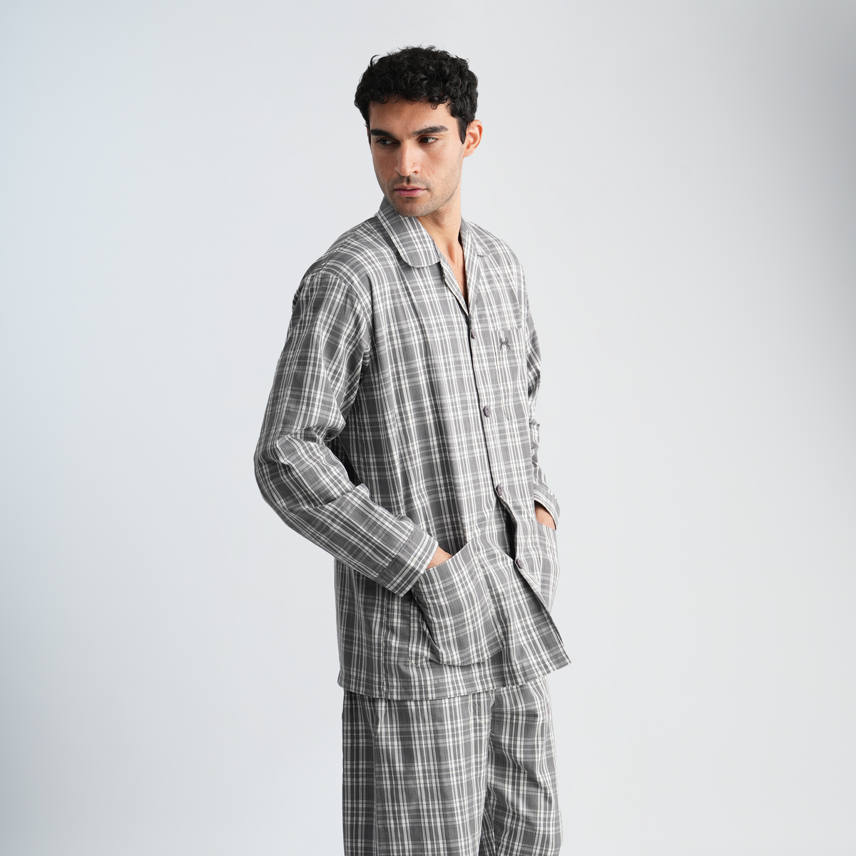 Men's Grey Classic Pajama Set-MPJLC151