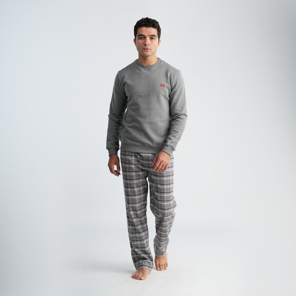 Men's Grey Pajama Set-MPJL147