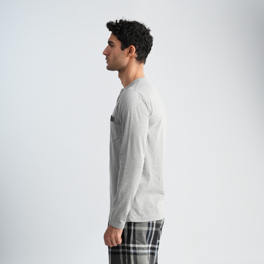 Men's Grey Plaid Pajama Set-MPJL187