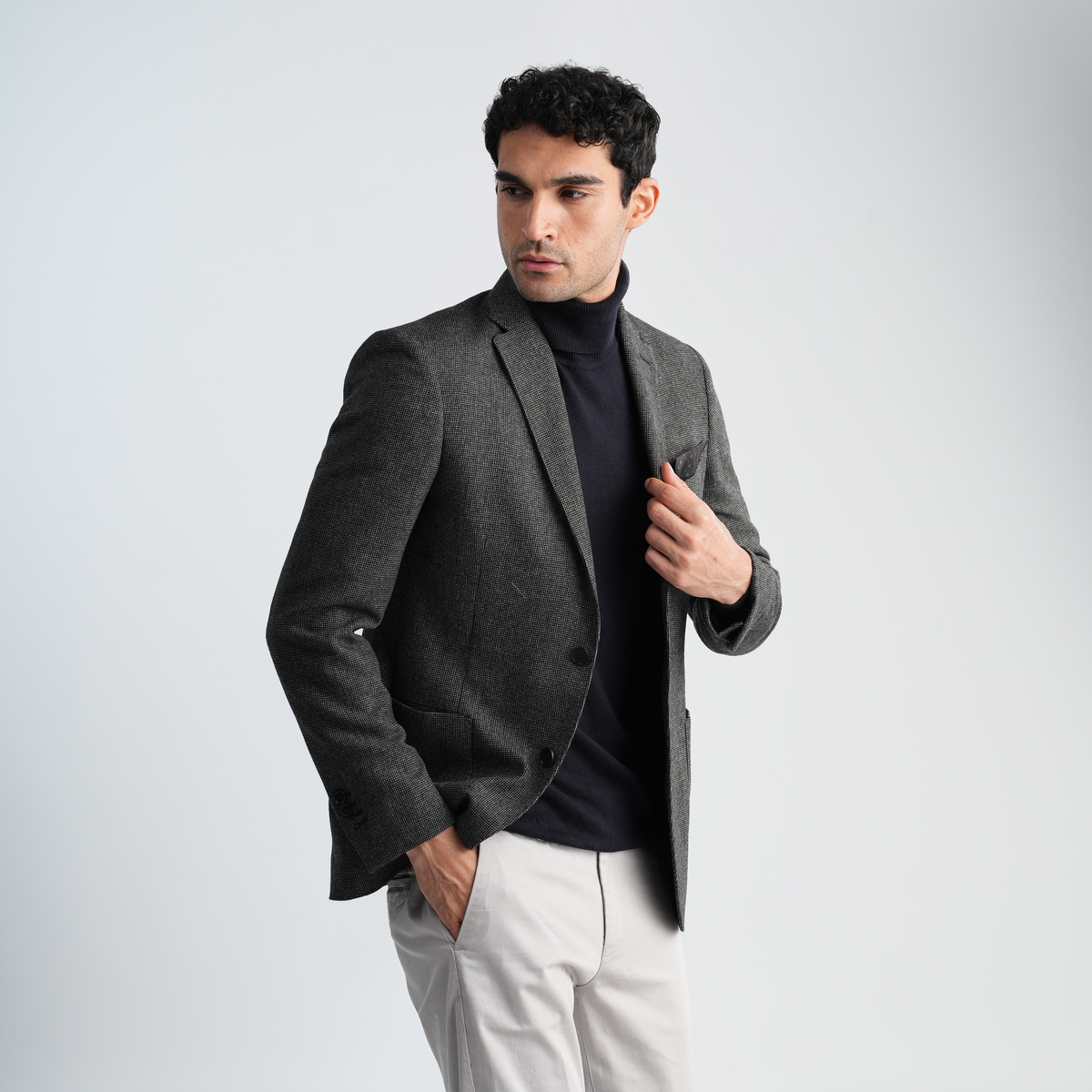 Dark Grey Wool Blazer-MJKC418