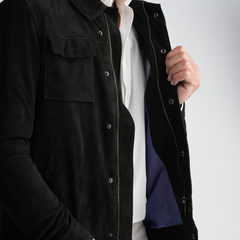 Men's Black Jacket-MLJ-46