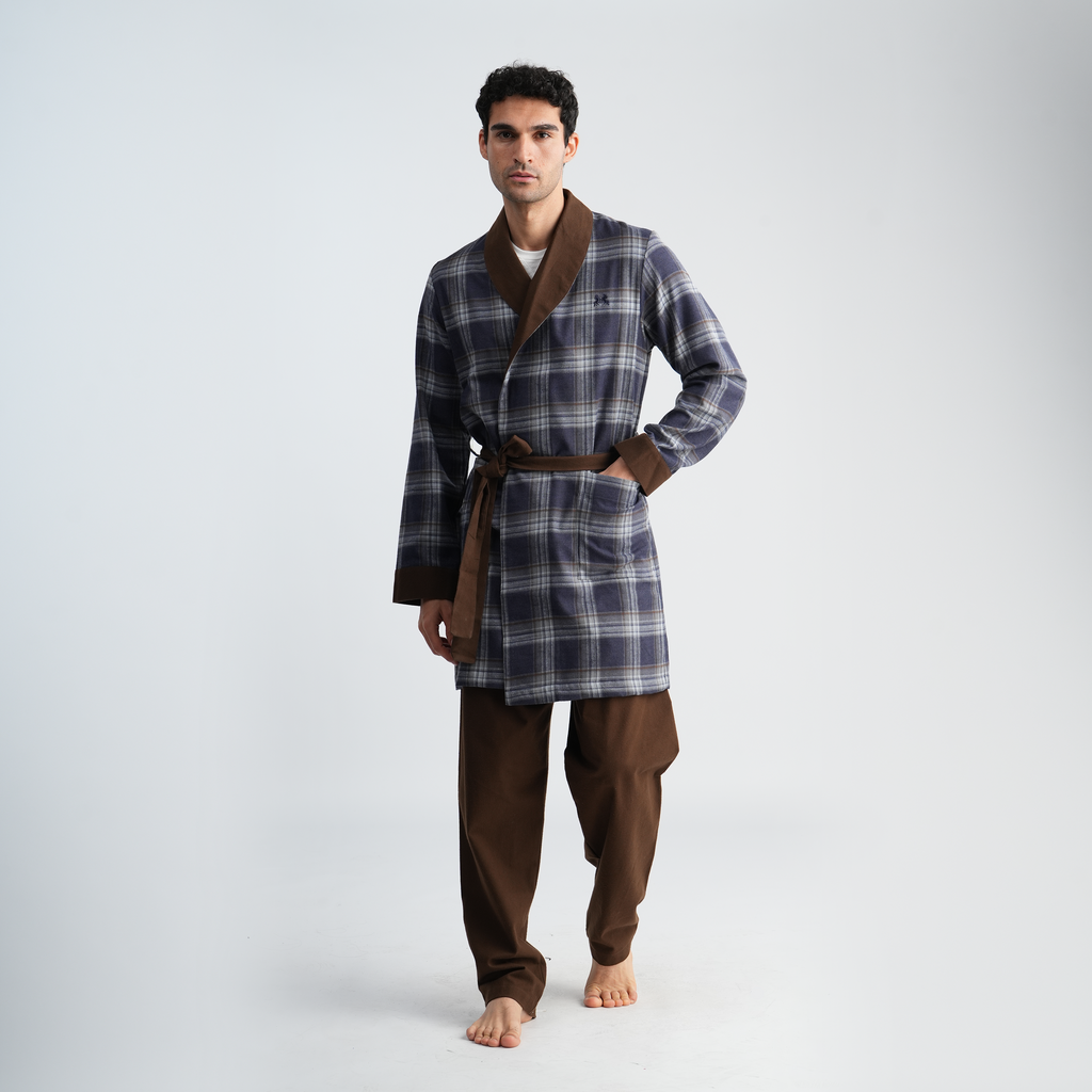 Navy*Brown Robe-MRB-27W