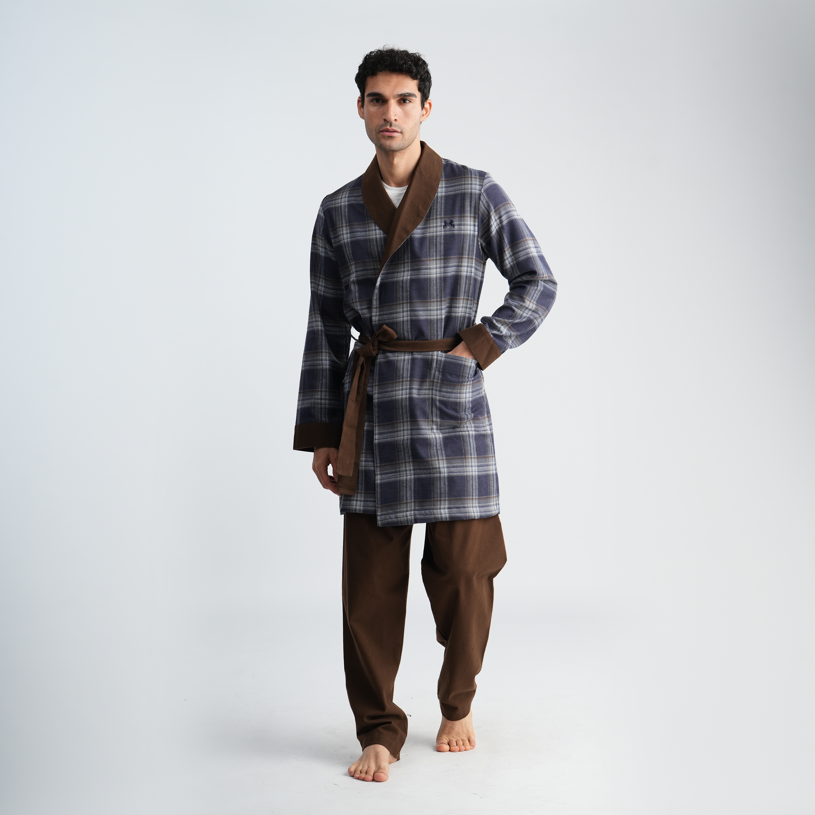 Navy*Brown Robe-MRB-27W