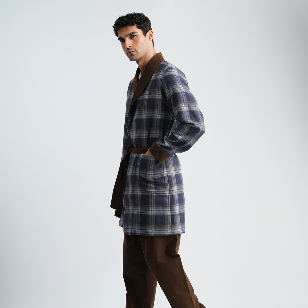 Navy*Brown Robe-MRB-27W