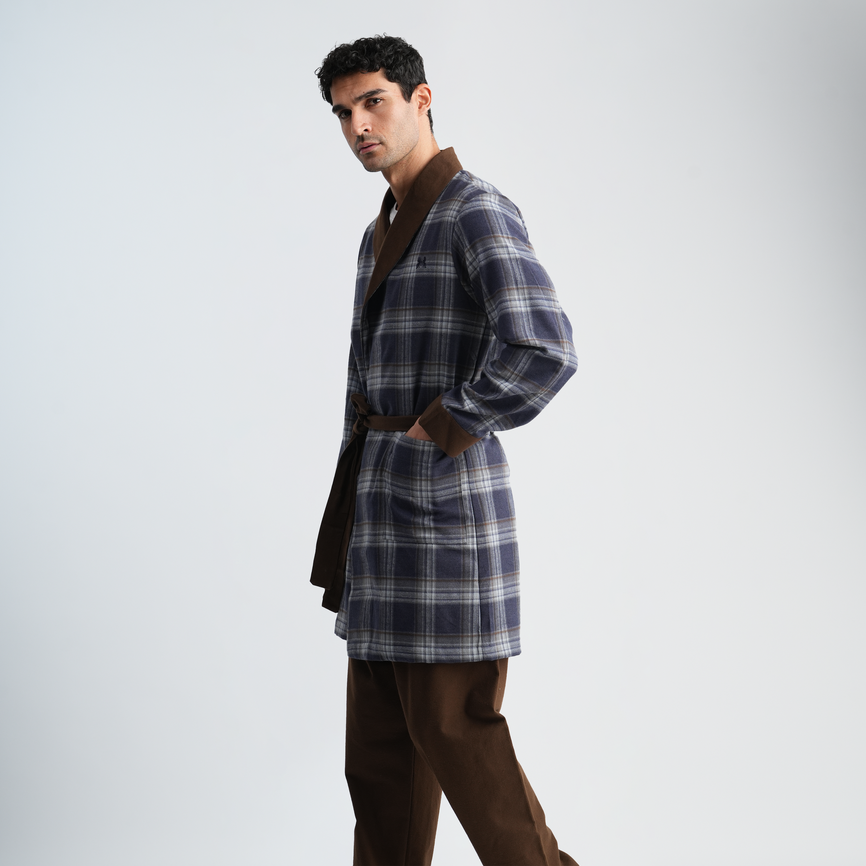 Navy*Brown Robe-MRB-27W