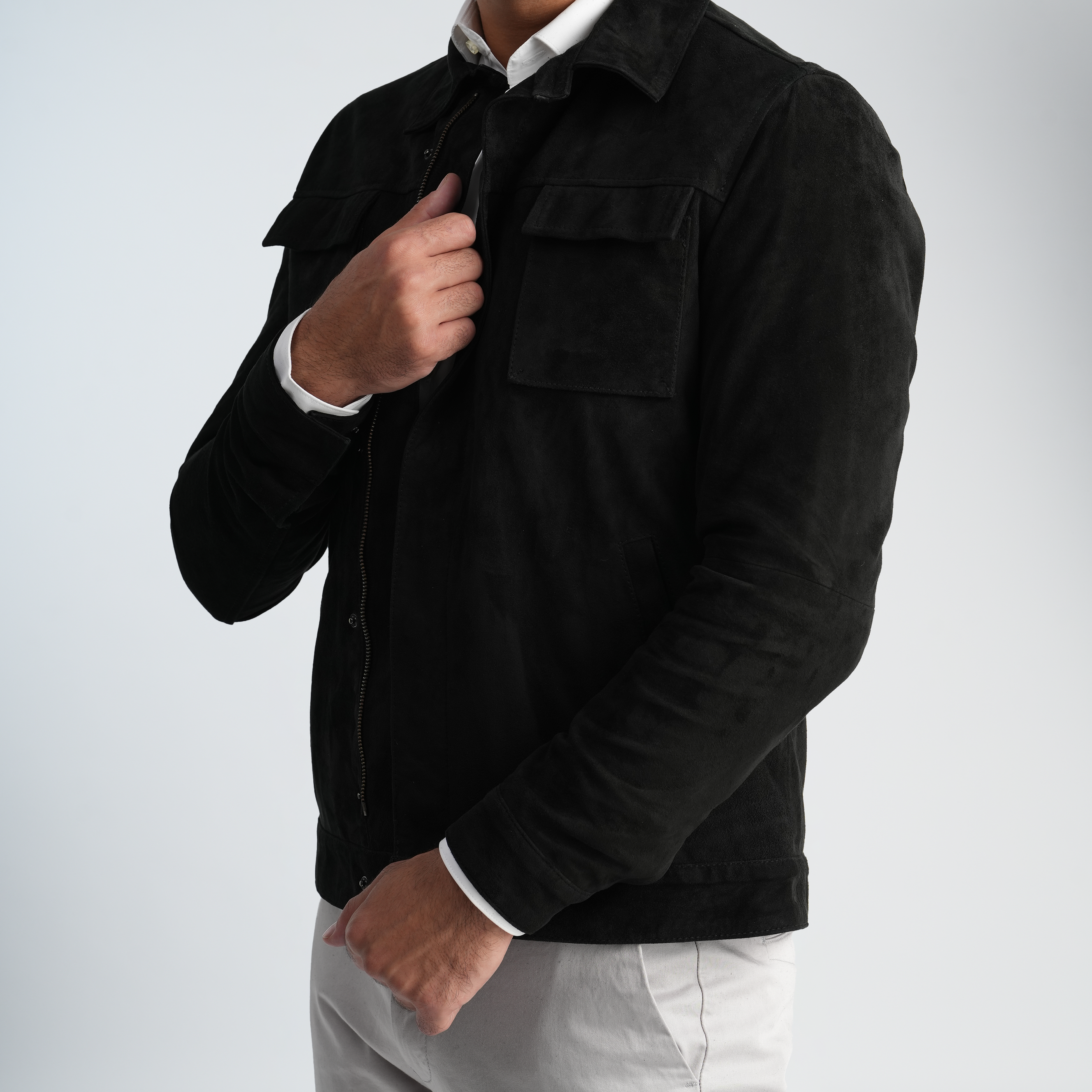 Men's Black Jacket-MLJ-46