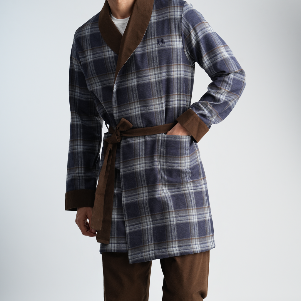 Navy*Brown Robe-MRB-27W