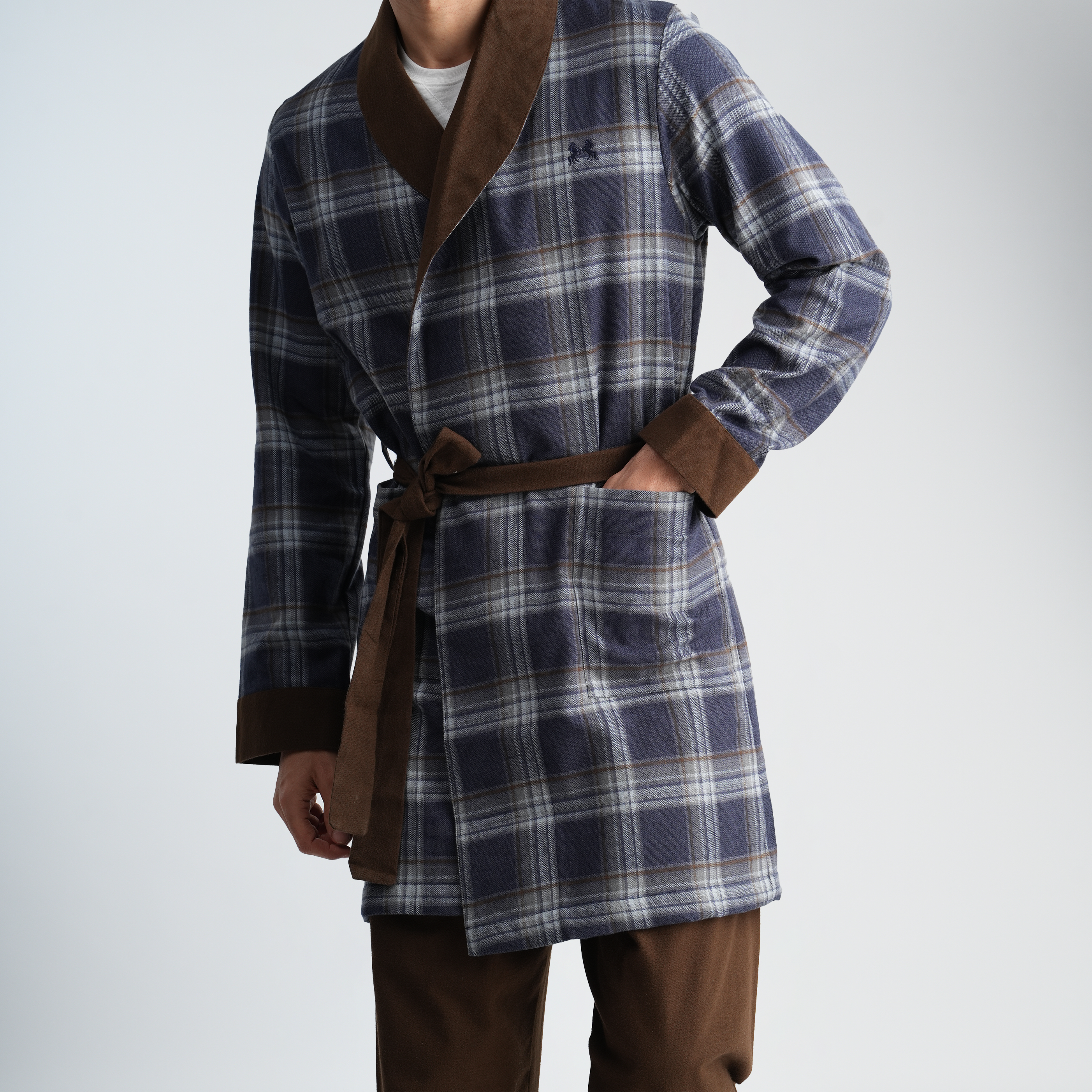 Navy*Brown Robe-MRB-27W