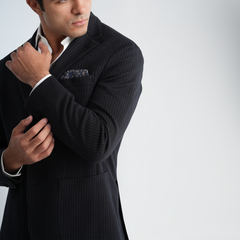 Striped Navy Blazer-MJKC412