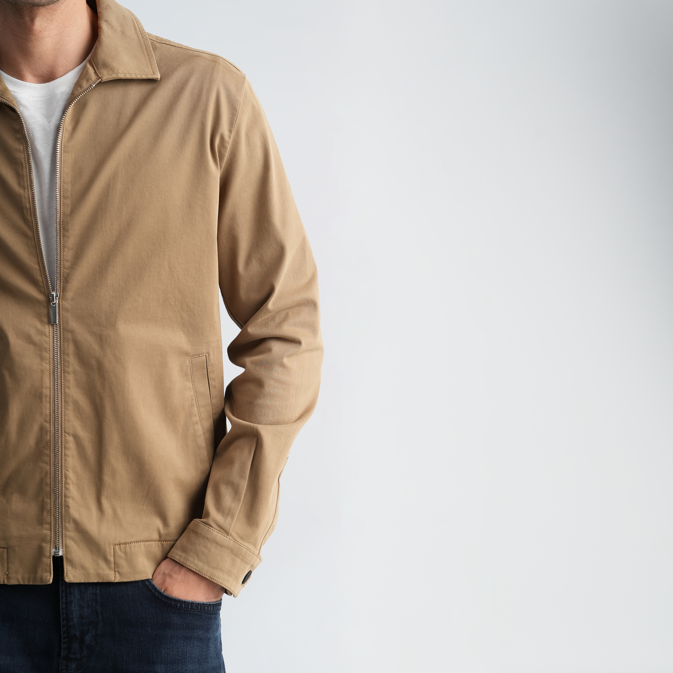 Men's Beige Jacket-MJKF-32