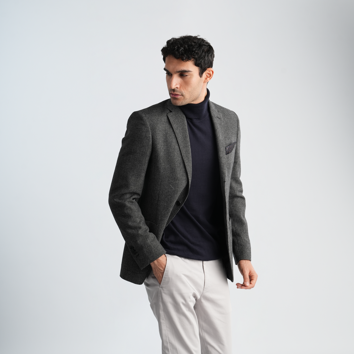 Dark Grey Wool Blazer-MJKC418