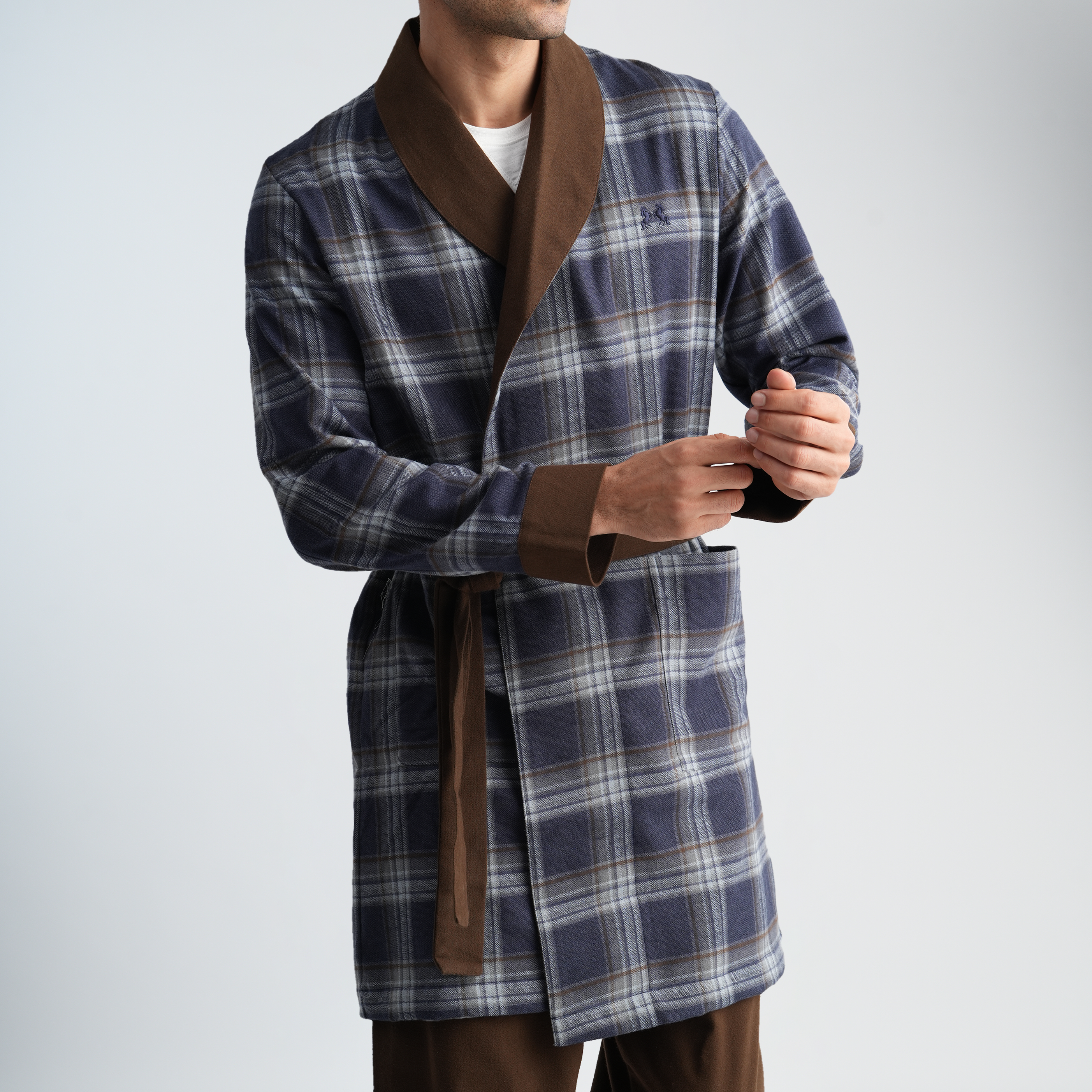 Navy*Brown Robe-MRB-27W