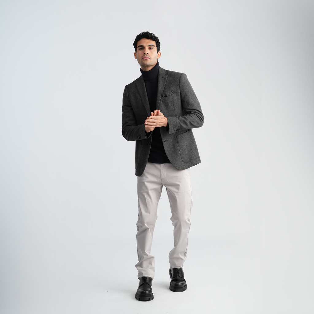 Dark Grey Wool Blazer-MJKC418
