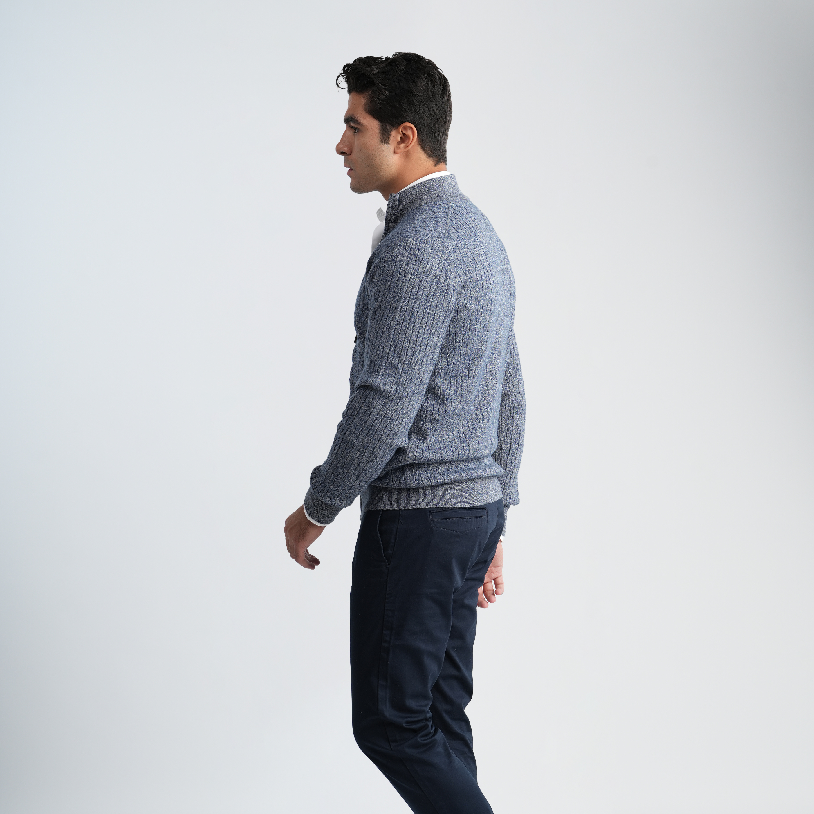 Light Blue Textured Mock Neck Pullover-MPLJKC-12