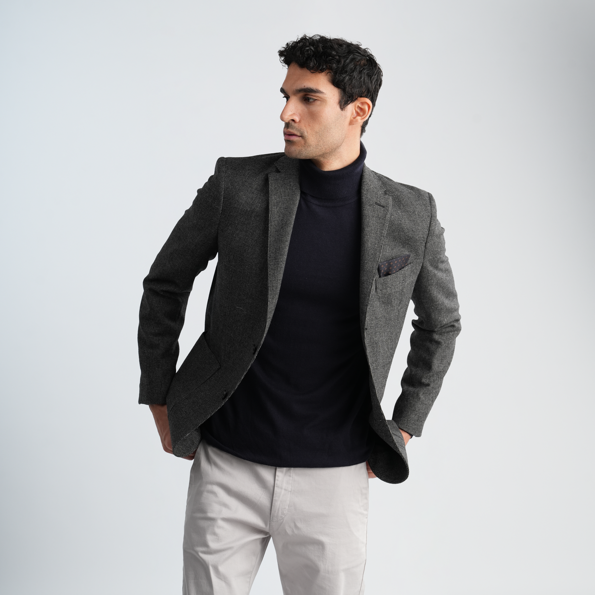 Dark Grey Wool Blazer-MJKC418
