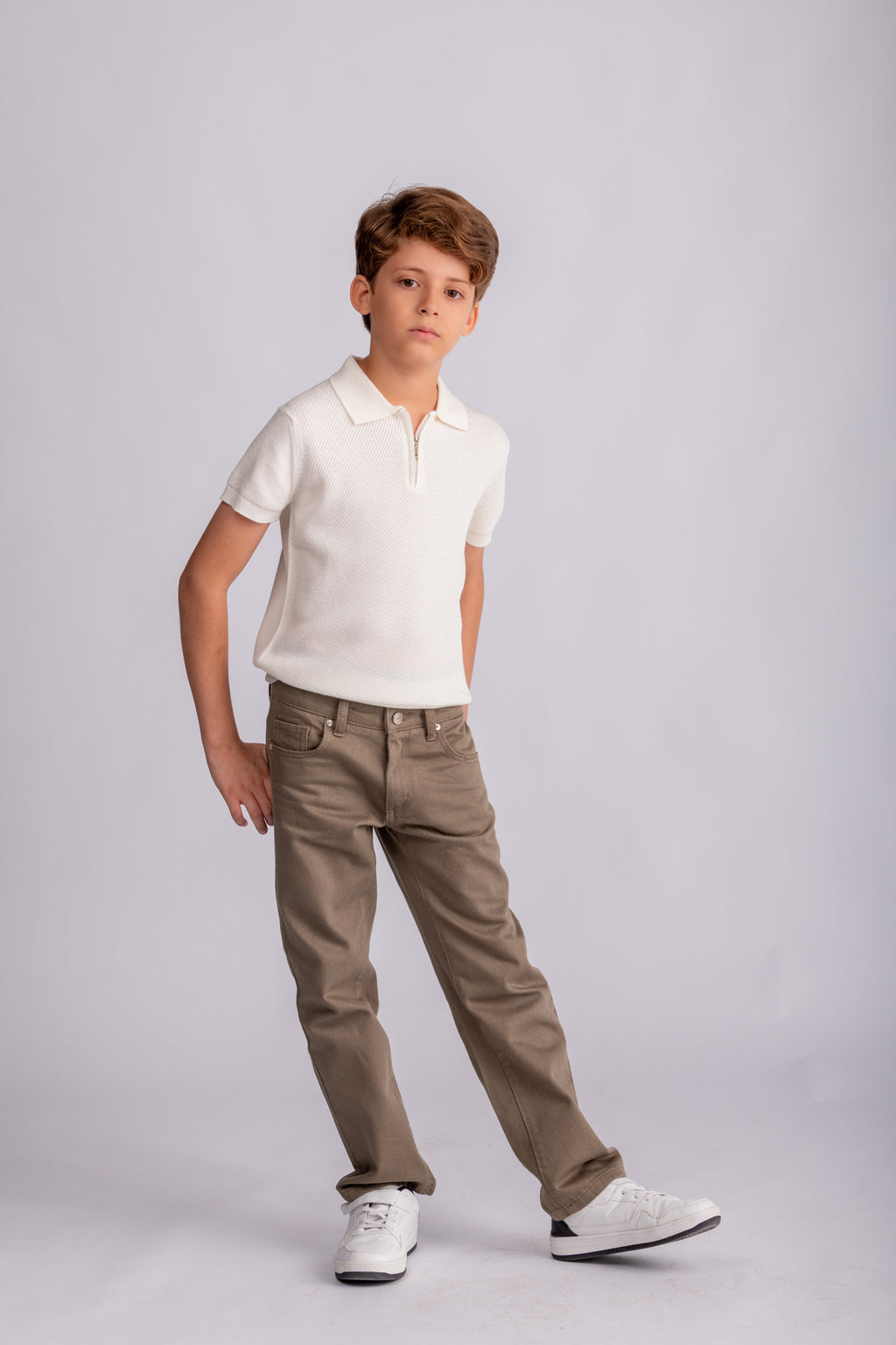 Boys Plain Knit Polo Shirt