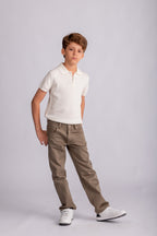 Boys Plain Knit Polo Shirt