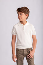 Boys Plain Knit Polo Shirt