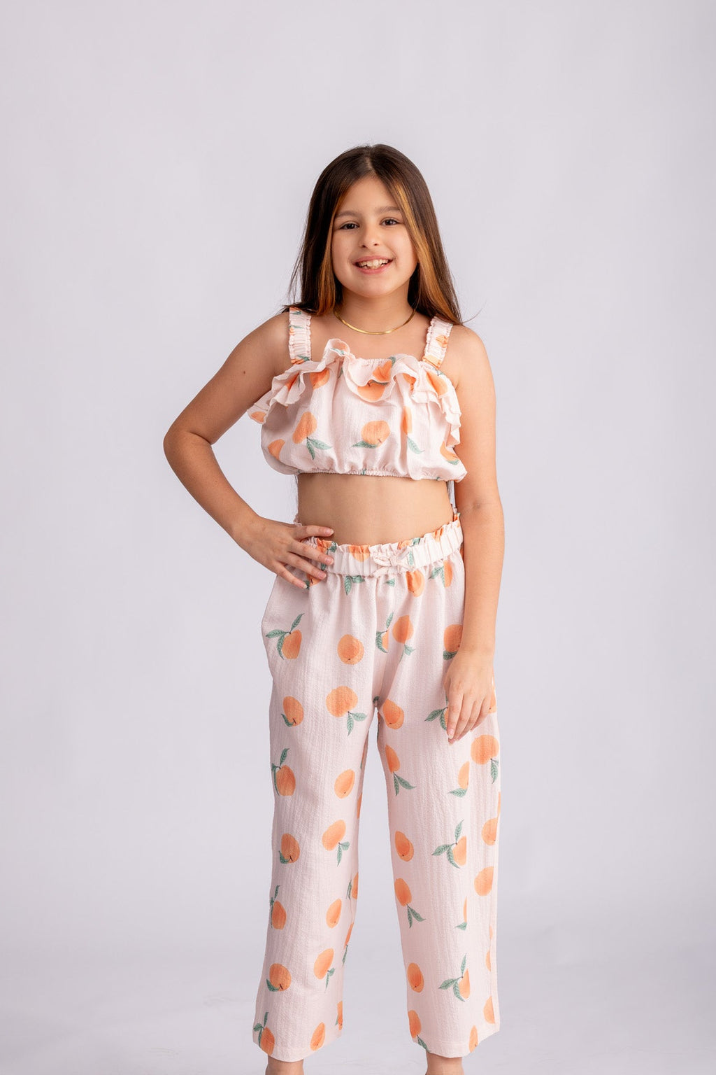 Girls Peach Print Set