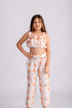 Girls Peach Print Set