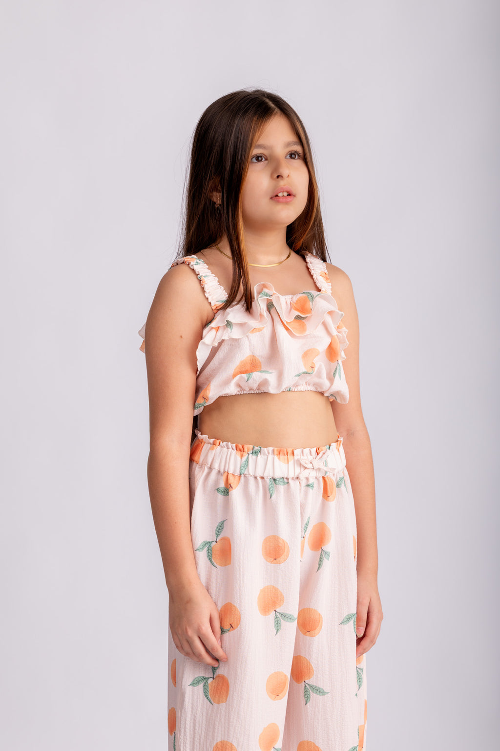 Girls Peach Print Set