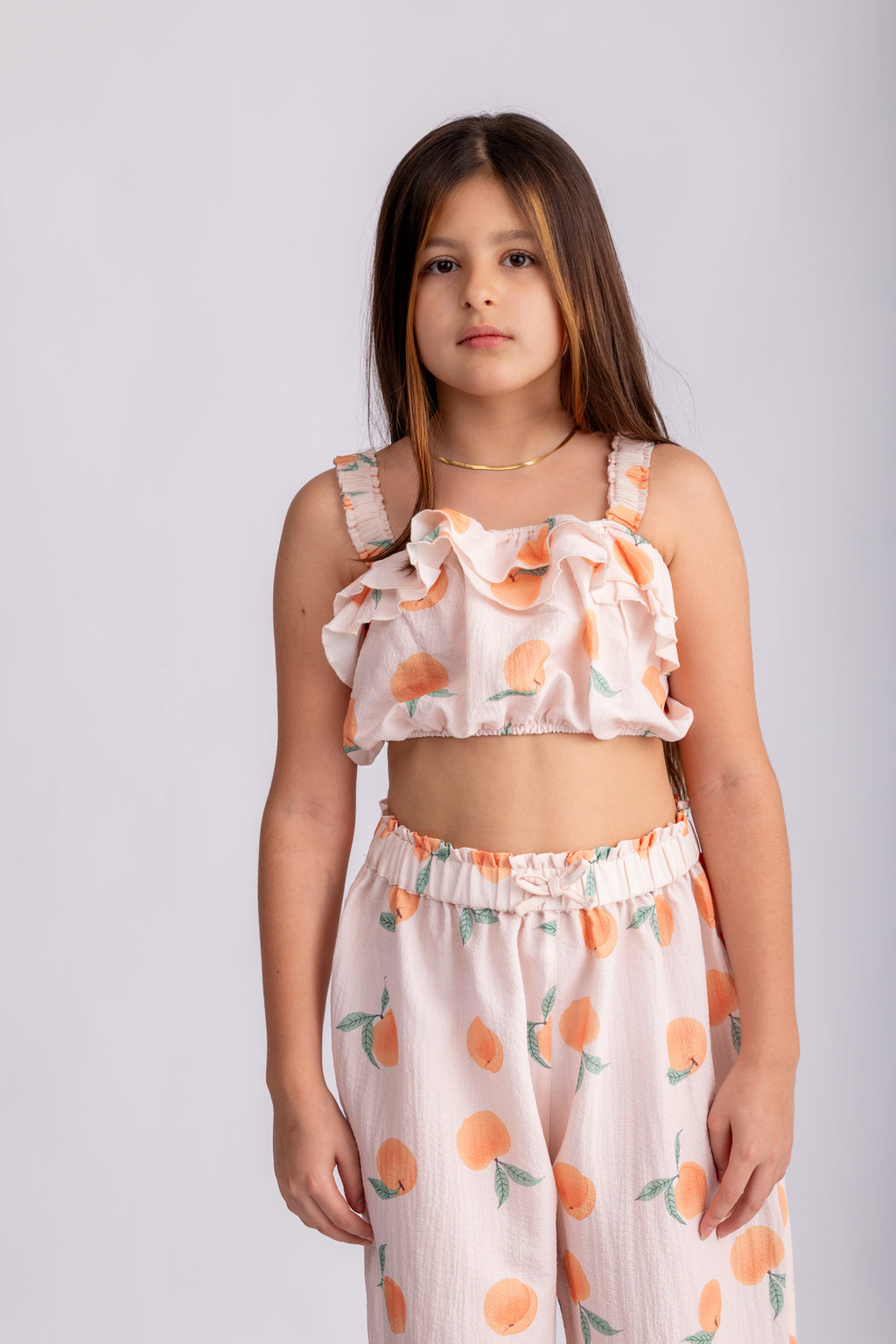 Girls Peach Print Set