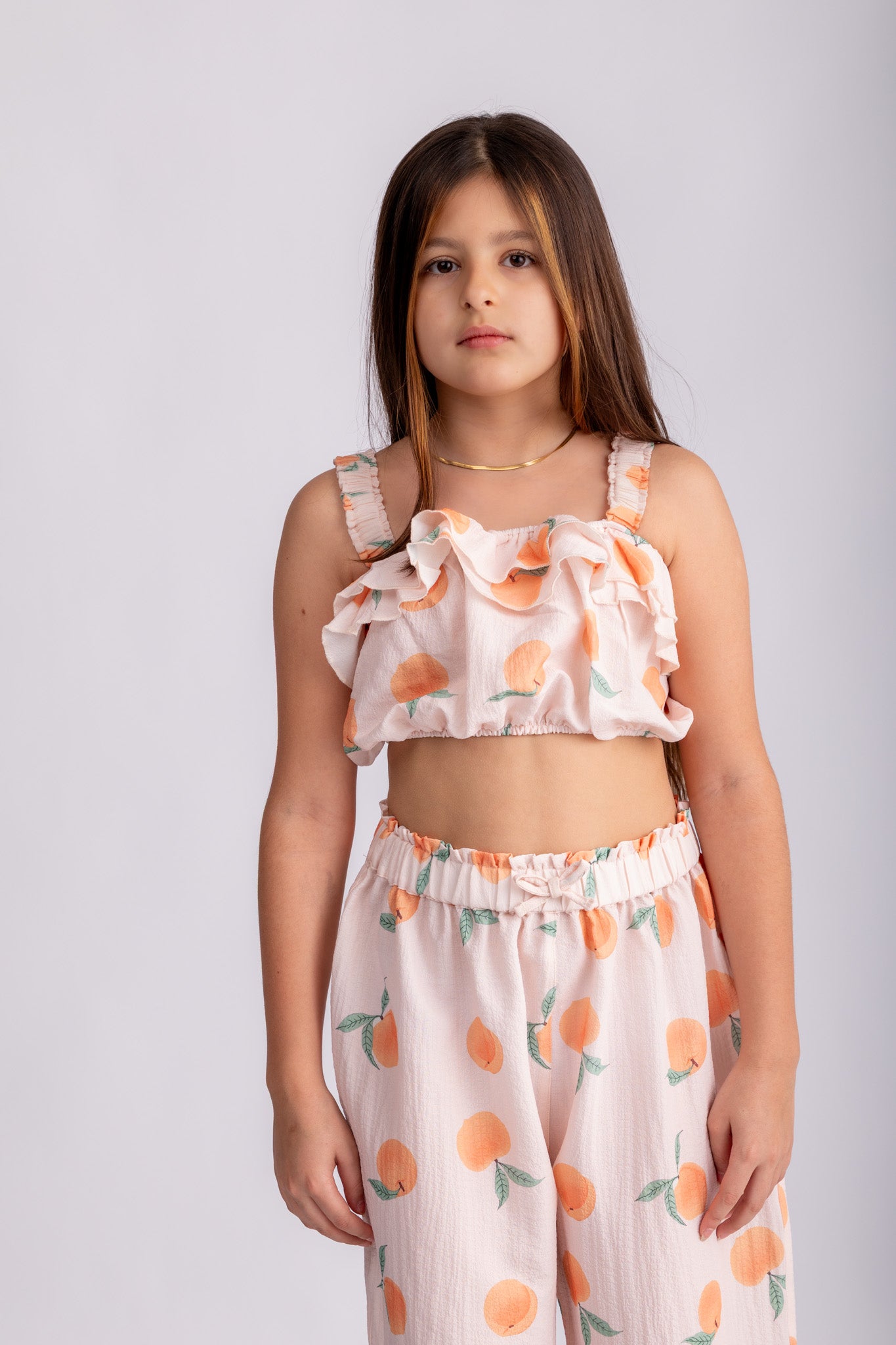 Girls Peach Print Set