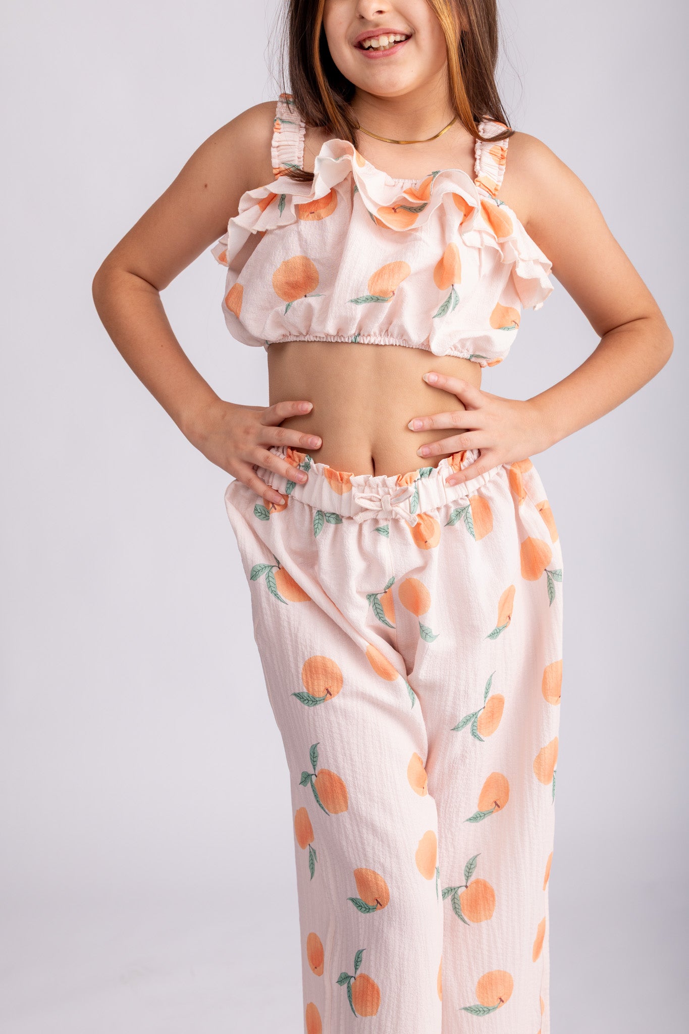 Girls Peach Print Set