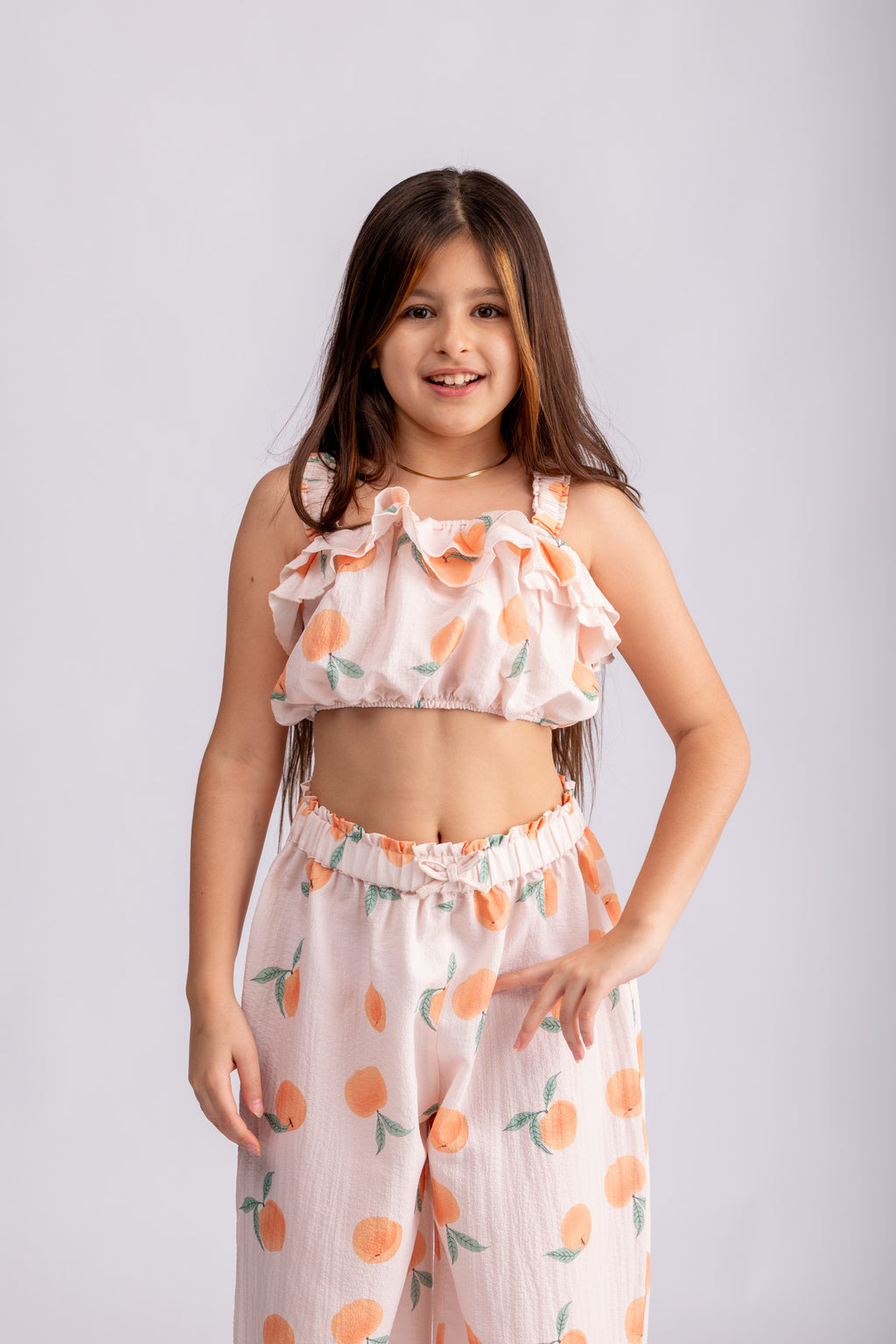 Girls Peach Print Set