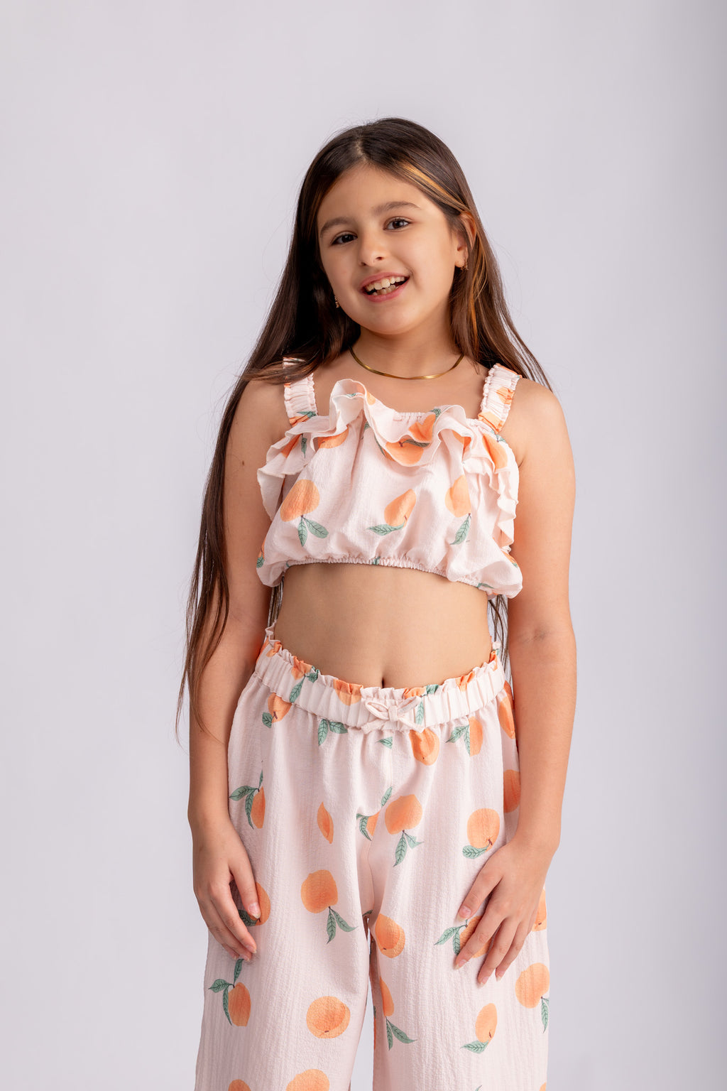 Girls Peach Print Set