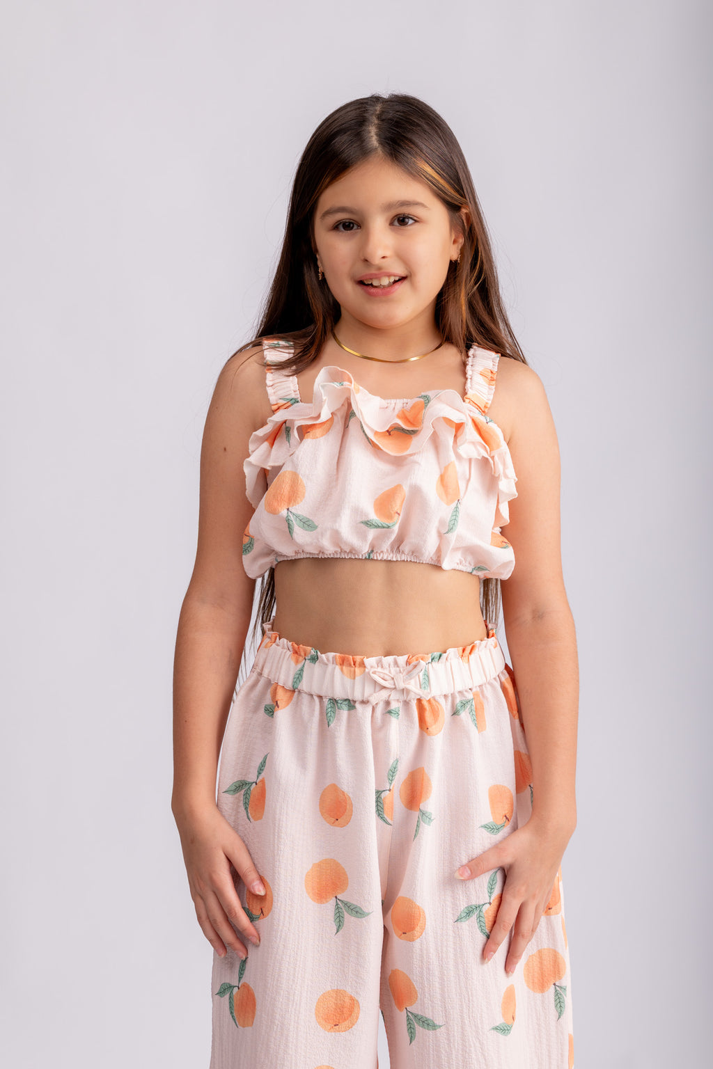 Girls Peach Print Set