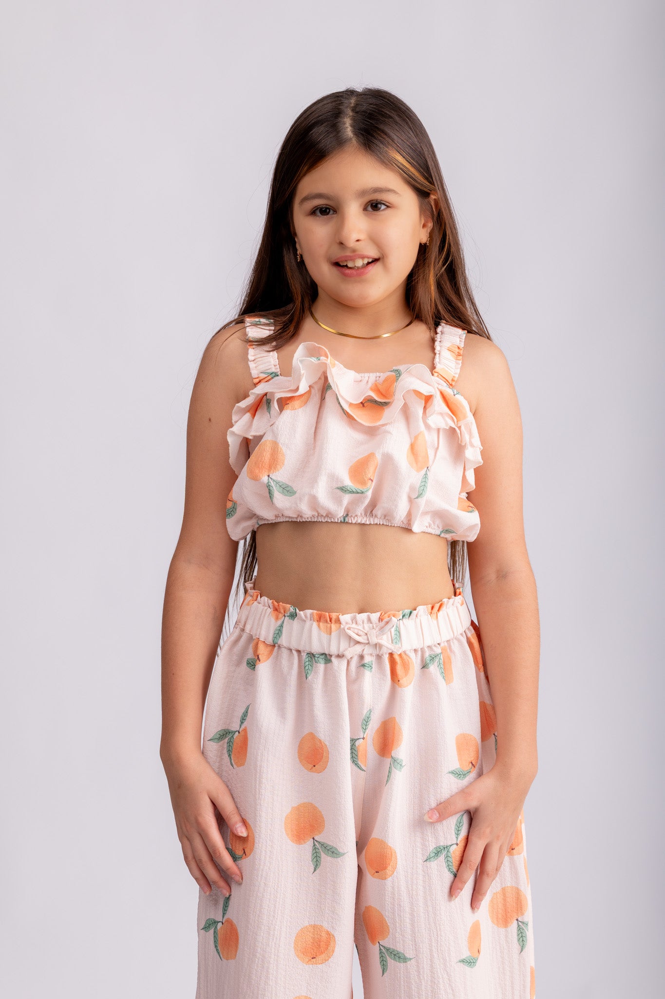 Girls Peach Print Set