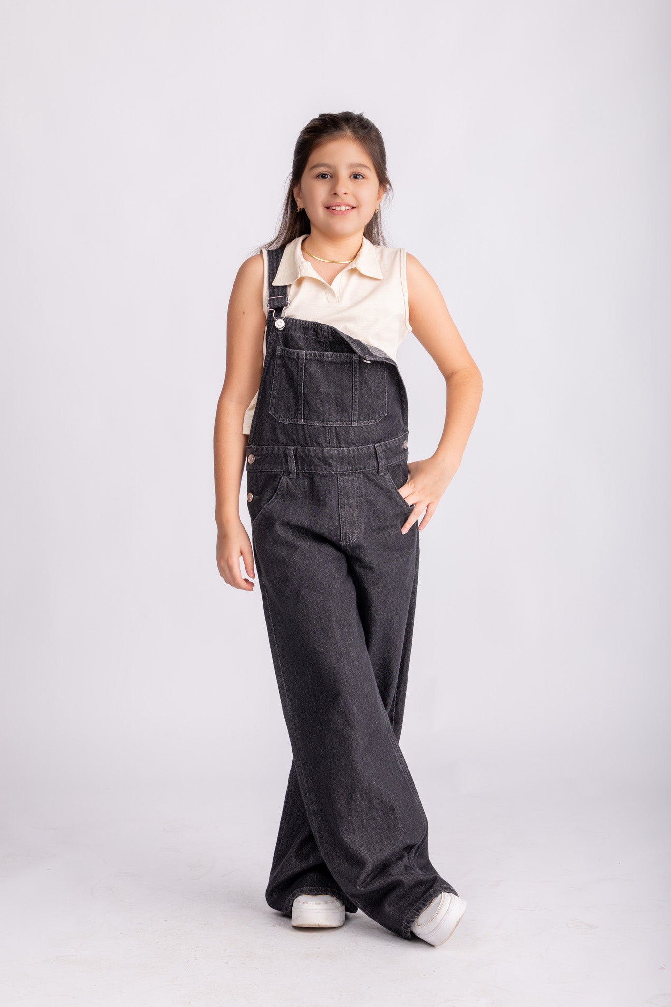 Girls Casual Denim Jumpsuit