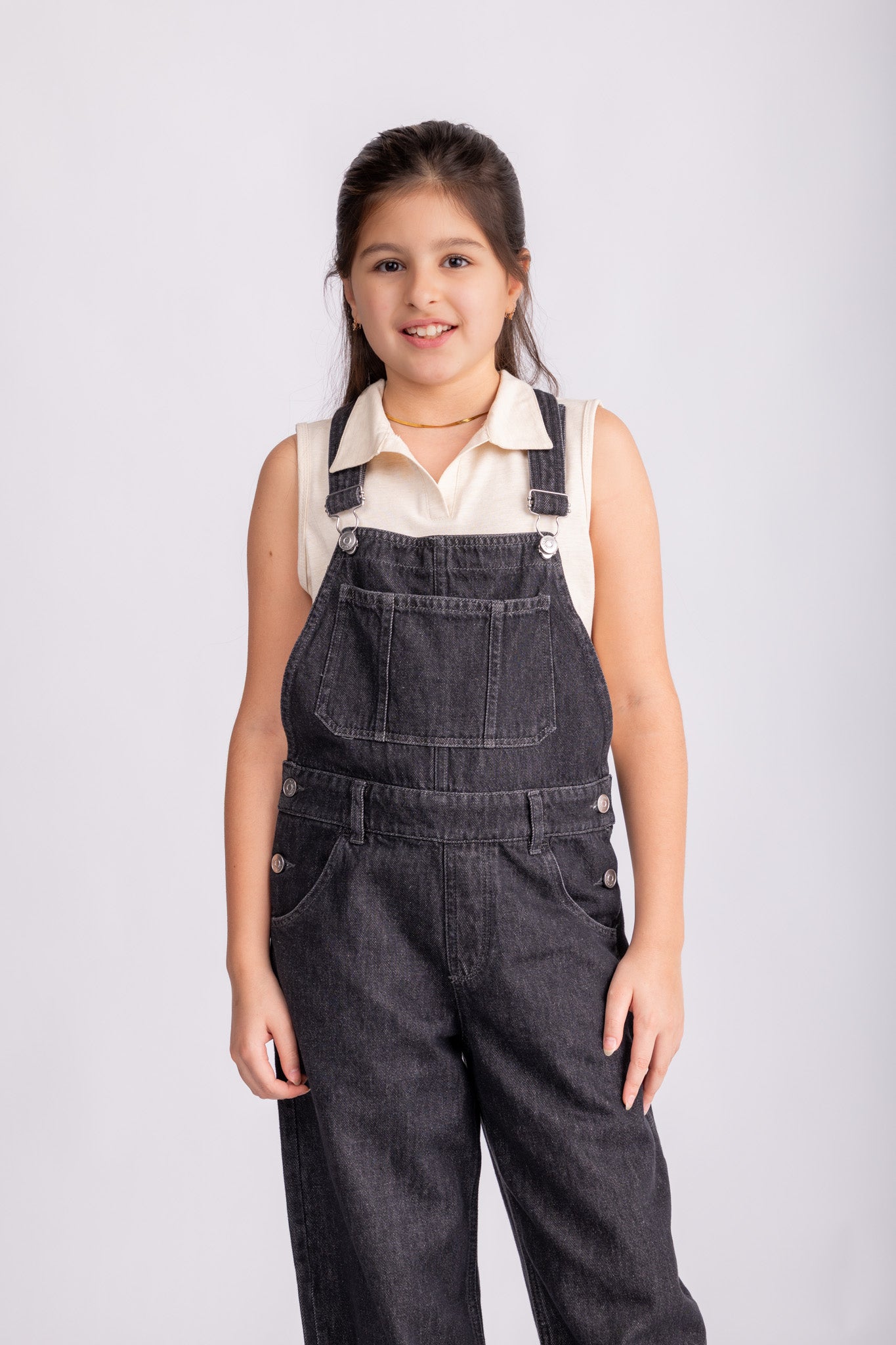 Girls Casual Denim Jumpsuit