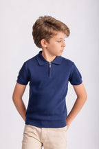 Boys Plain Knit Polo Shirt
