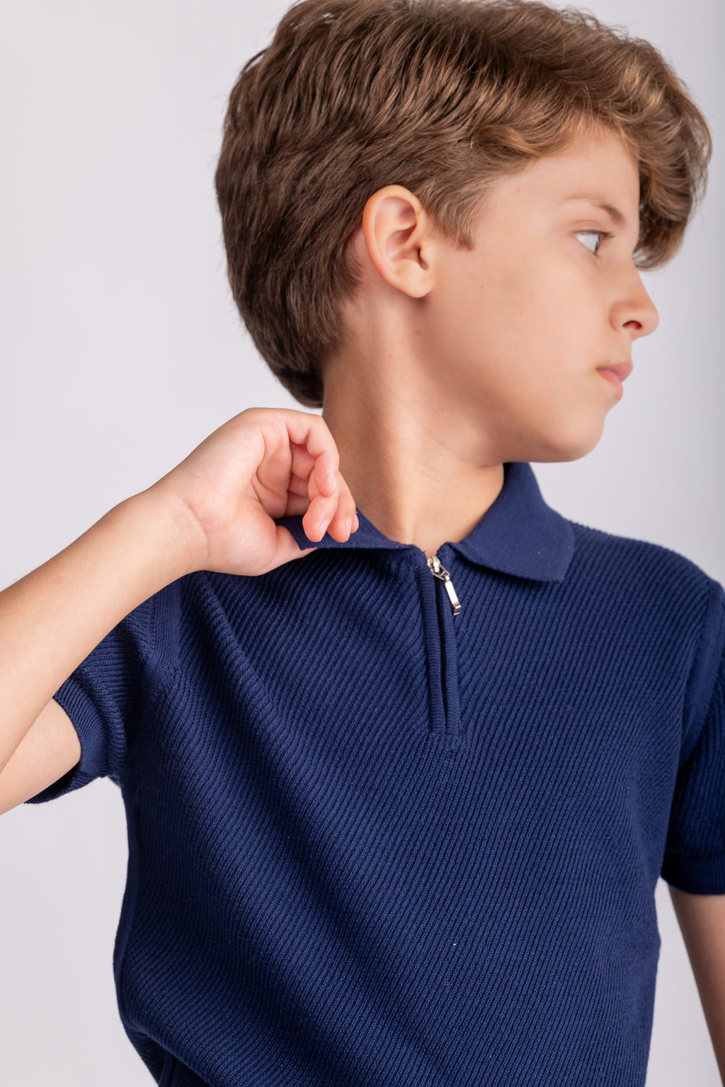 Boys Plain Knit Polo Shirt
