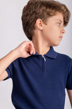 Boys Plain Knit Polo Shirt