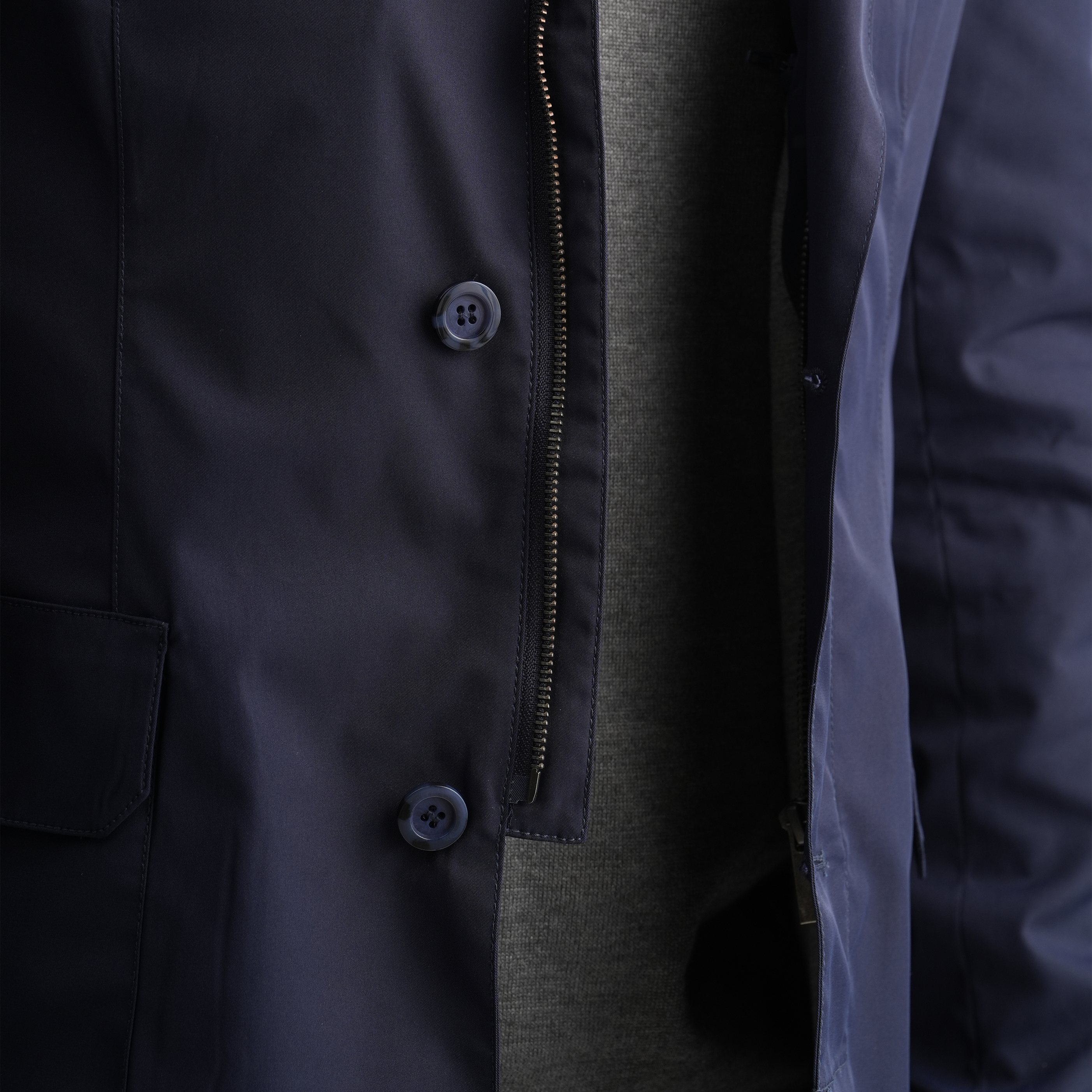 Men's Navy Hoodie Jacket-MJKF-33