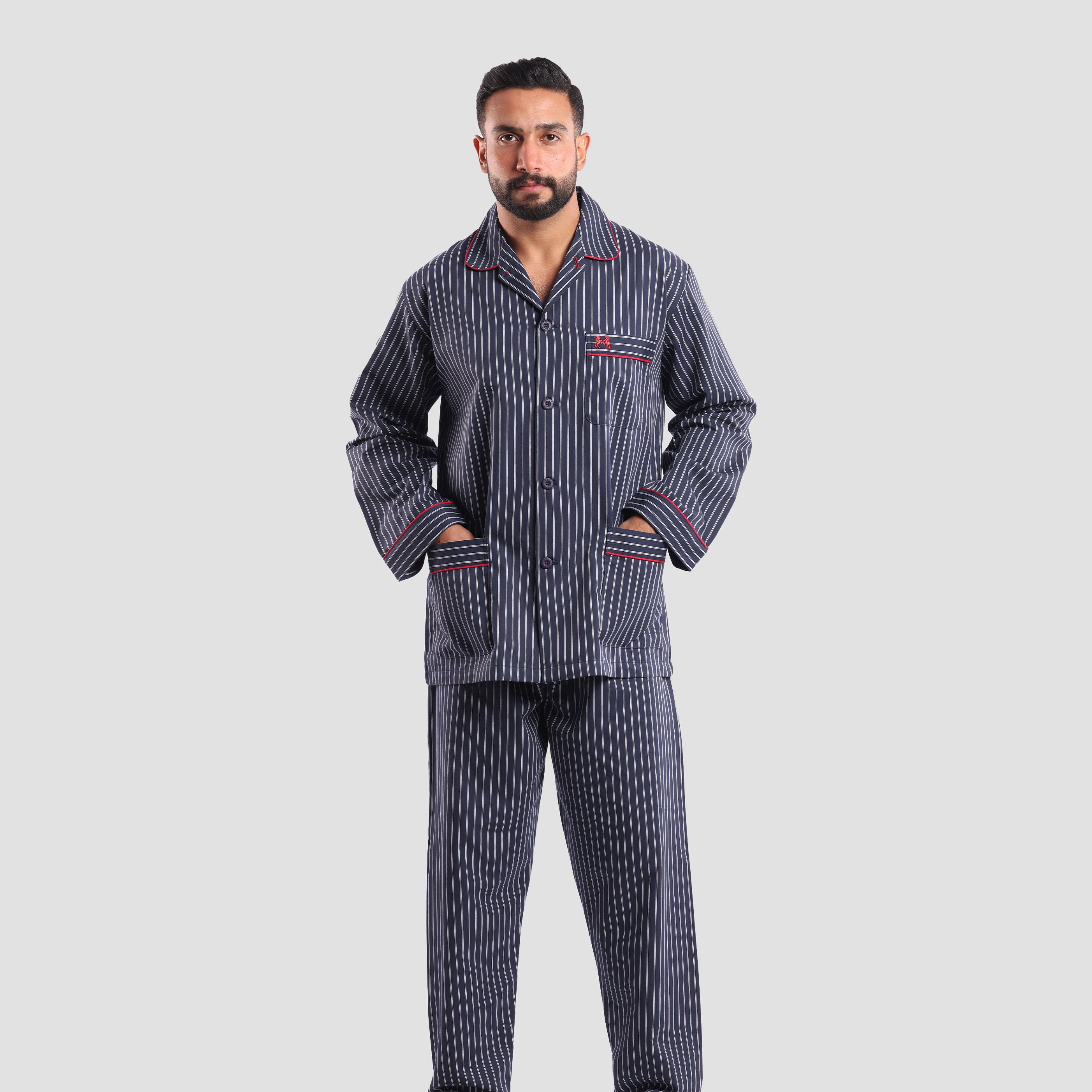 Strip Navy*White Classic Pajama(152) - Naga Homme Main image
