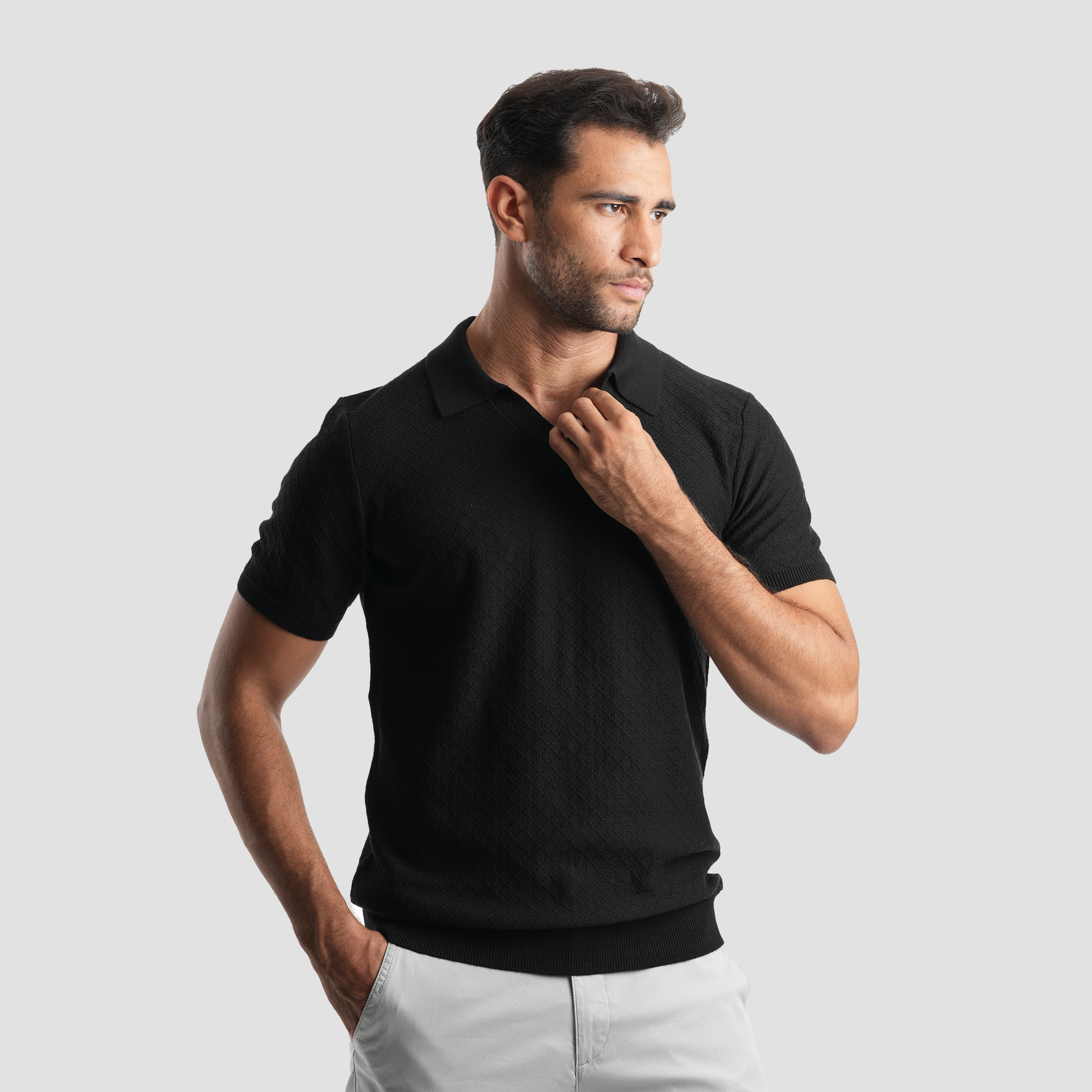 Black short sleeves Polo - MPO131s - Naga Homme Main image