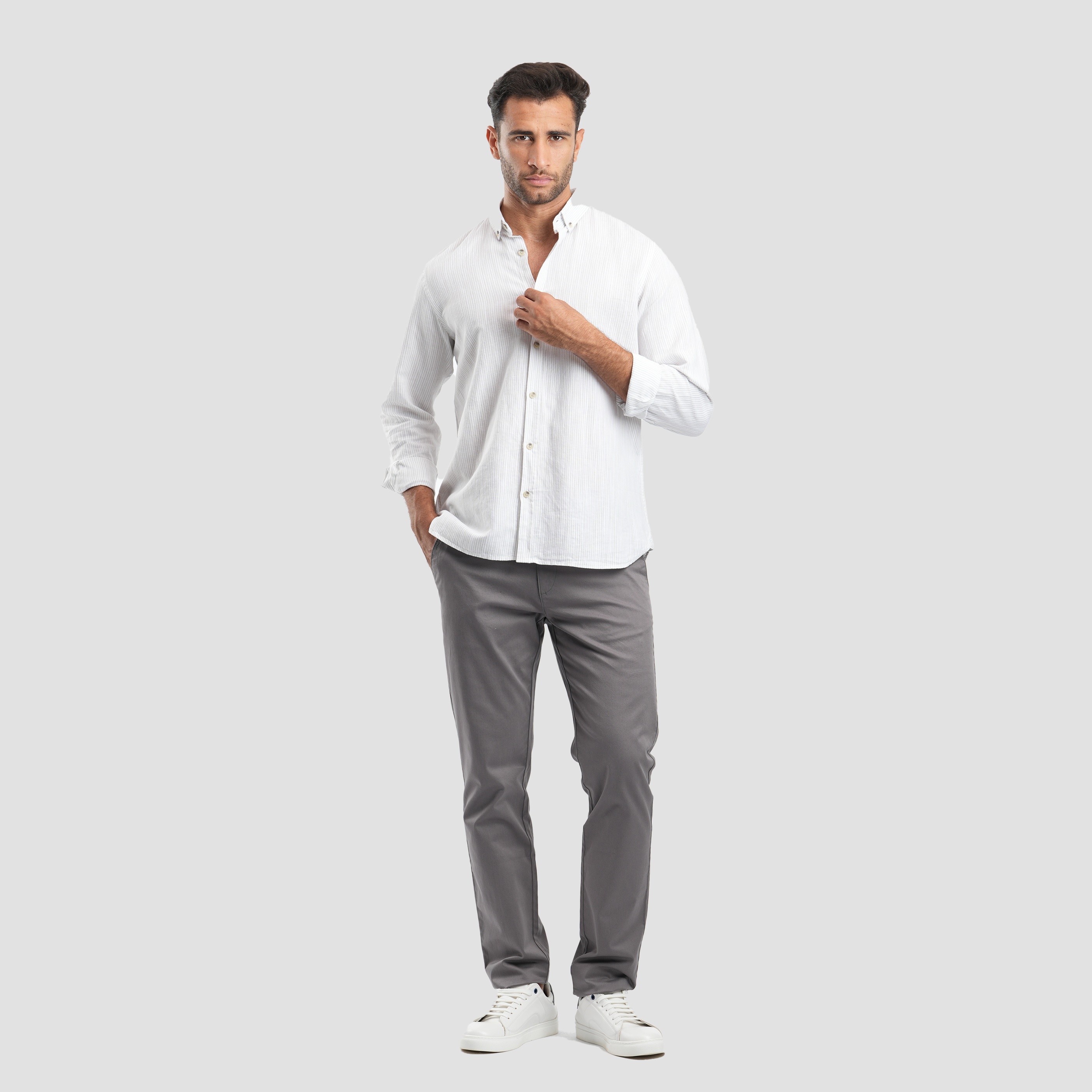Grey*White Modern shirt (MSH585) - Naga Homme