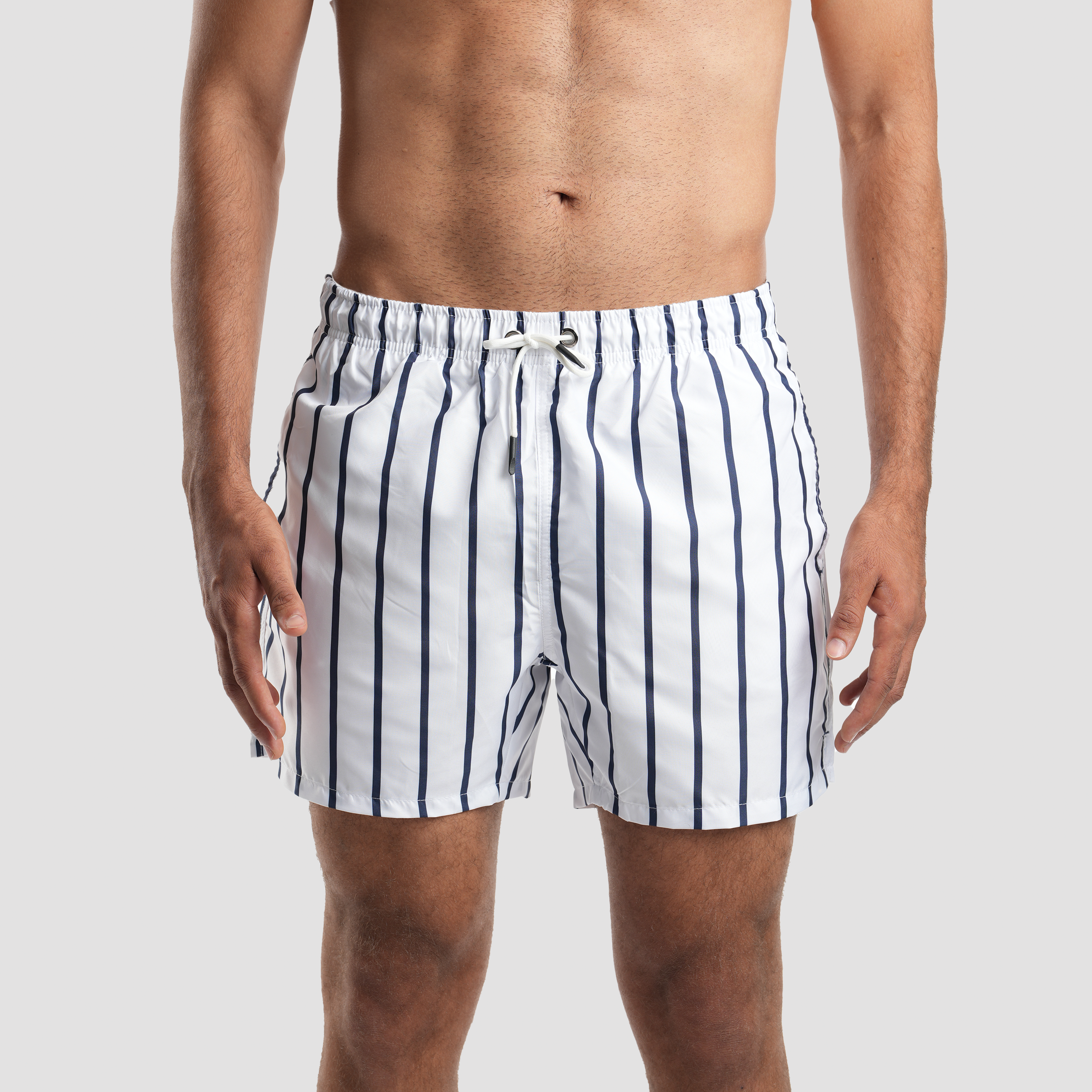 White Striped Swim Short (MSM-14) - Naga Homme