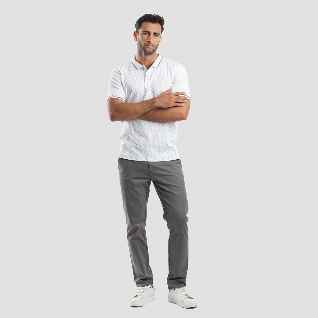 White Short Sleeve Polo Shirt (MPO-94S) - Naga Homme